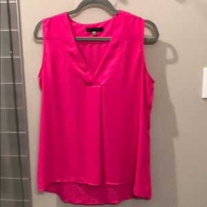 Neon pink V neck blouse